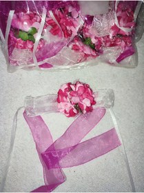 Resim Uslu Çeyiz Kına Kına Geceleri İçin jüt Çiçekli 10 Adet Nedime Bilekliği Pembe 