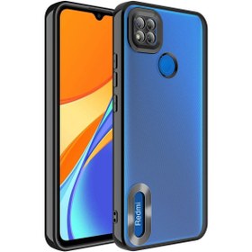 Resim Fibaks Xiaomi Redmi 9c / 10A Kılıf Kamera Lens Korumalı Şeffaf Renkli Logo Gösteren Parlak Kapak 