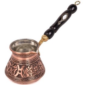 Resim 2 Kişilik Gaziantep Bakır El Ağır İşlemeli Sedef Kulplu 2 Kişilik Türk Kahve Cezvesi Kalay Kaplama 