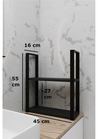 Resim Aju 2 Katlı Duvar Ve Tezgah Üzeri Raf Ev Banyo Mutfak Baharatlık, Kitaplık, Metal Düzenleyici Antrasit 