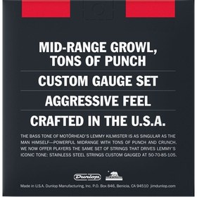 Resim Jim Dunlop LKS50105 Lemmy Signature Bas Gitar Teli (50-105) 