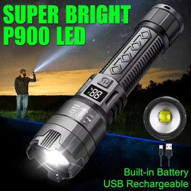Resim Gerilebilir Zoom El Feneri - Şarj Edilebilir Pil, 18650 Lityum, Net Dijital Ekran ve Dahili LED, Kamp, Yürüyüş, DIY, Macera, Yürüyüş Gereksinimleri, Şık El Feneri Tasarımı, Dayanıklı El Feneri 