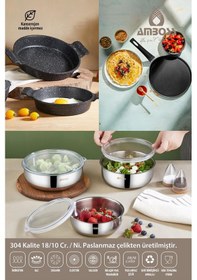 Resim 9 Parça Siesta Paslanmaz Çelik Saklama Kabı Sahan Set & Krep Tava siyah 