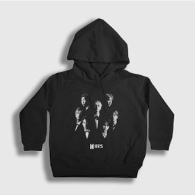 Resim Presmono Unisex Çocuk Band Bts Kapüşonlu Sweatshirt Siyah 