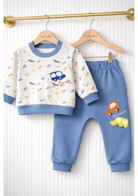 Resim Seabubbles Araba Desenli Erkek Bebek Pijama Takım Mavi 
