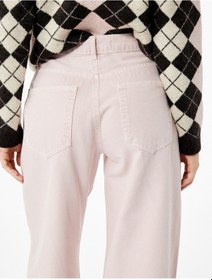 Resim Koton Pamuklu Bol Kesim Geniş Paça Jean Pantolon - Loose Straight Fit Jean Pembe 6wal40016mw Pembe 