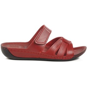 Resim Aspor Kırmızı Cırtlı Anatomik Kadın Düz Terlik Çok Renkli 