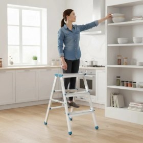 Resim Depozee 3+3 Çift Basamaklı Alüminyum Metal Merdiven 