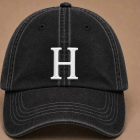 Resim "h" Harfi Isimlere Özel Tasarım Nakışlı Vintage Yıkamalı Beyzbol Şapkası 