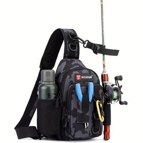 Resim 1 Adet Ekstra Büyük Balıkçı Sırt Çantası, Dolgulu Askılı ve Çok Cepli Tasarım - Ağır Hizmet Tipi 600D Naylon Olta Malzemesi Çantası, Fermuarlı Bölmeler, Kamuflaj Desenli ve Güvenli Kapanışlı, Kamışlar, Kancalar İçin - Kamp, Balık Tutma Gezileri ve Açık Hava Maceraları İçin İdeal - Mükemmel G 