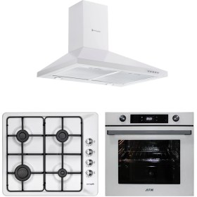Resim Eminçelik ve Afm Tech Marka / Wigan Beyaz Ankastre Set (FM7701 + 31 221 Emaye + 1420 W60 Piramit) 