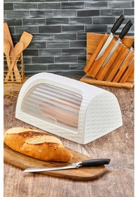Resim Ekmeklik Sürgü Kapaklı Ekmek Saklama Kutusu Saklama Kabı Beyaz 