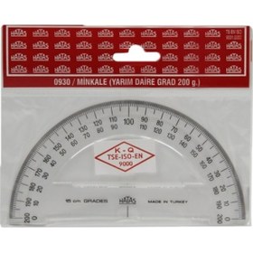 Resim Hatas 0930 Plastik Minkale Yarım Daire 200 Derece Gradlı Şeffaf 