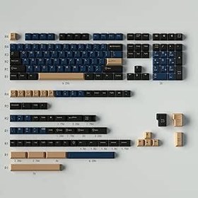 Resim Çift atış Keycaps 169 tuşları kiraz profili mavi samuray tuş seti ile 7u/6.25u ara çubuğu ANSI/ISO düzeni kiraz MX anahtarları mekanik oyun klavyesi 