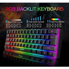 Resim Blue Switch Mini Rgb Oyun Klavyesi Gaming Mekanik 62 Tuşlu 18 Rgb Led Usb Type-c Kablo 