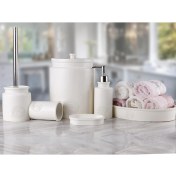 Resim By Selim Stamp 5 Parça Polyester Banyo Seti - Krem 