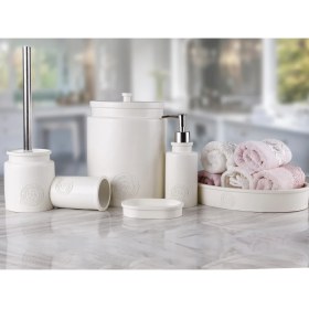 Resim By Selim Stamp 5 Parça Polyester Banyo Seti - Krem 