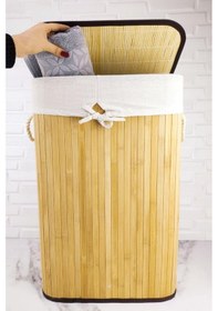 Resim Digithome Dikdörtgen Bambu Çamaşır Sepeti Naturel Cl-6002-01 