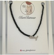 Resim Glamglamour Siyah Kristal Boncuklu Balık Uçlu Bayan Kolye Çok Renkli 