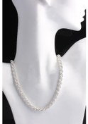 Resim Omar Silver Unisex Halat Gümüş Zincir 8 Mm Elmas Kesim Gümüş Koly 