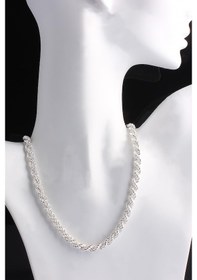 Resim Omar Silver Unisex Halat Gümüş Zincir 8 Mm Elmas Kesim Gümüş Koly 