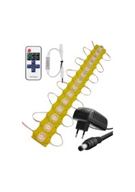 Resim 20 Adet 12 Volt 1,5 Watt Tek Lensli Amber 3030 Smd Led Modül 12a Tek Renk Rf Dimmer 2a Priz Tipi Ada 