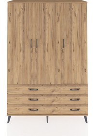 Resim Hyperion Dolap 5 Raflı 6 Çekmeceli Tek Askılı 132x44x195 Çam-çam/çam Atlas Çam/atlas Çam 