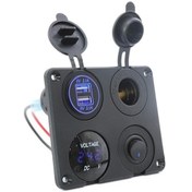 Resim Novahub Çift Usb Soket Gerilim Ölçme Makinesi Anahtarı 4'ü 1 Arada Kombine Panel, Mavi Işık, Model: P15+d3+y2+k5 Mavi Işık 