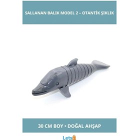 Resim Ahşap El İşçiliği Sallanan Balık Figürü 30 Cm Dekorasyon Aksesuarı 1 Adet 