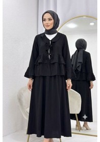 Resim Lovie Moda Kolları Fırfırlı Etekli Takım Siyah 
