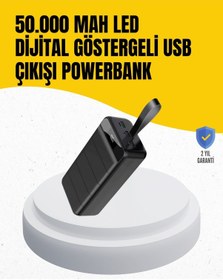 Resim 50.000 Mah Kapasiteli Powerbank - Hızlı Şarj Destekli, 4 Usb Portlu, Led Işıklı Taşınabilir Enerji Deposu Çok Renkli 