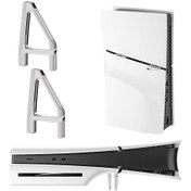 Resim 1 adet TECTINTER Yatay Stand PS5 Slim Konsol için, Akrilik Destek Braketi, Yaratıcı Oyun Aksesuarı, Sağlam ve Yerden Tasarruf Sağlayan Tasarım, PS5 Slim Optik Sürücü Sürümü ile Uyumlu 