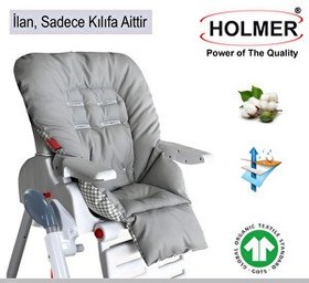Resim Holmer Leke Tutmaz Organik Max-T Gri Mama Sandalyesi Minderi Ve Kılıfı 
