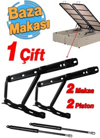 Resim Badem10 Baza Kapak Makası Gazlı Amartisör Piston 40° Siyah Boyalı Standart Geniş Kollu 1 Çift Yatak Sağ Sol 
