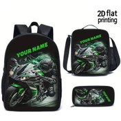 Resim Oldfriend 3 Parça Siyah Motosiklet Sırt Çantası - Ayarlanabilir Askılı Dayanıkllı Okul Gezi Sırt Çantası Siyah 