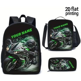 Resim Oldfriend 3 Parça Siyah Motosiklet Sırt Çantası - Ayarlanabilir Askılı Dayanıkllı Okul Gezi Sırt Çantası Siyah 