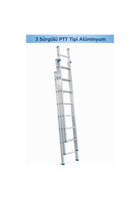 Resim Ege Akrobat 3 Sürgülü 2 Metre 3x6 Basamak Alüminyum Merdiven Teleskopik Profesyonel Kullanım 