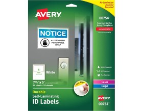 Resim Avery 00754 Easy Align Kendinden Laminasyonlu Kimlik Etiketleri, Lazer/mürekkep Püskürtmeli, 5 x 7 1 