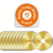 Resim 10 adet Titanyum Kaplamalı Döner Kesici Bıçakları, 45mm - Dikiş, Scrapbooking, Dikiş ve Sanat Eserleri için Dayanıklı ve Keskin Yedek Bıçaklar 