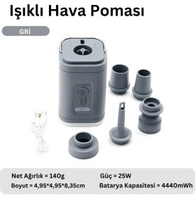 Resim Taşınabilir Kablosuz Elektrikli Hava Pompası, Type-C Şarjlı, Şişirme ve Söndürme Için 5 Başlıklı 
