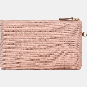 Resim Desa Kadın Somon Deniz Kabuğu Aksesuarlı Hasır Clutch 