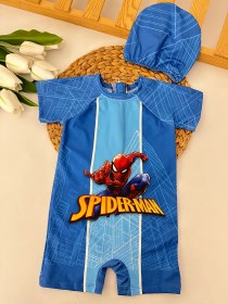 Resim Erkek Çocuk Spiderman Şortlu Boneli Mayo 