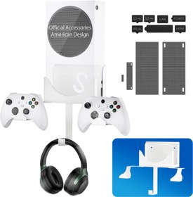Resim Wall Mount for Xbox Series S, Xbox Series S Wall Mount Kit, with Detachable Controller Holder & Headphone Hanger & Dust Plugs Net kits, Metal Stand for Xbox Series S (NOT FOR XBOX ONE S) 