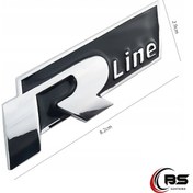 Resim R-Line Yapıştırmalı Logo Paslanmaz Krom Kaplama Metal Arma 