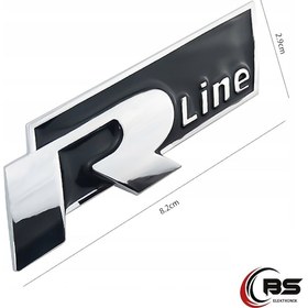 Resim R-Line Yapıştırmalı Logo Paslanmaz Krom Kaplama Metal Arma 