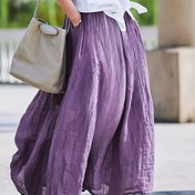 Resim Elegant Plus Size Maxi Etek Cebi ile - Yüksek Bel, Akışkan Tasarım, Düz Renk, Esnek Olmayan Kumaş, Bahar ve Yaz Rahat Giyim için Mükemmel, Rahat Yaz Giyim | Breezy Maxi Etek | Pürüzsüz Dokusu, Maxi Etek 