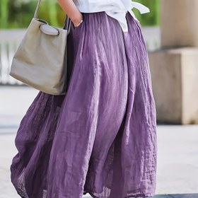 Resim Elegant Plus Size Maxi Etek Cebi ile - Yüksek Bel, Akışkan Tasarım, Düz Renk, Esnek Olmayan Kumaş, Bahar ve Yaz Rahat Giyim için Mükemmel, Rahat Yaz Giyim | Breezy Maxi Etek | Pürüzsüz Dokusu, Maxi Etek 