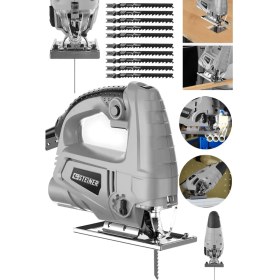 Resim Steiner Alman 4000 W Sjs Metal Şanzıman 6 Kademe Devirli Bakır Sargılı Dekupaj Testere Makinesi + 10 Uç 