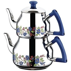 Resim Özkent K-317 Marmaris Desenli Orta Çaydanlık Mavi 