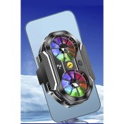Resim Çift Fanlı Gaming Telefon Hava Soğutma Fanı Derece Göstergeli Radyatör Sessiz Fan Telefon Soğutucu 